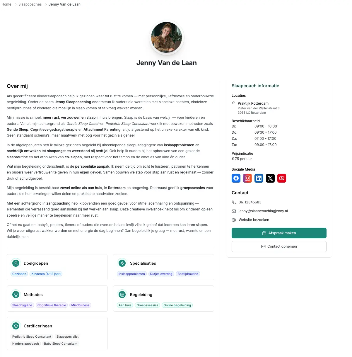 Professionele coach profielpagina