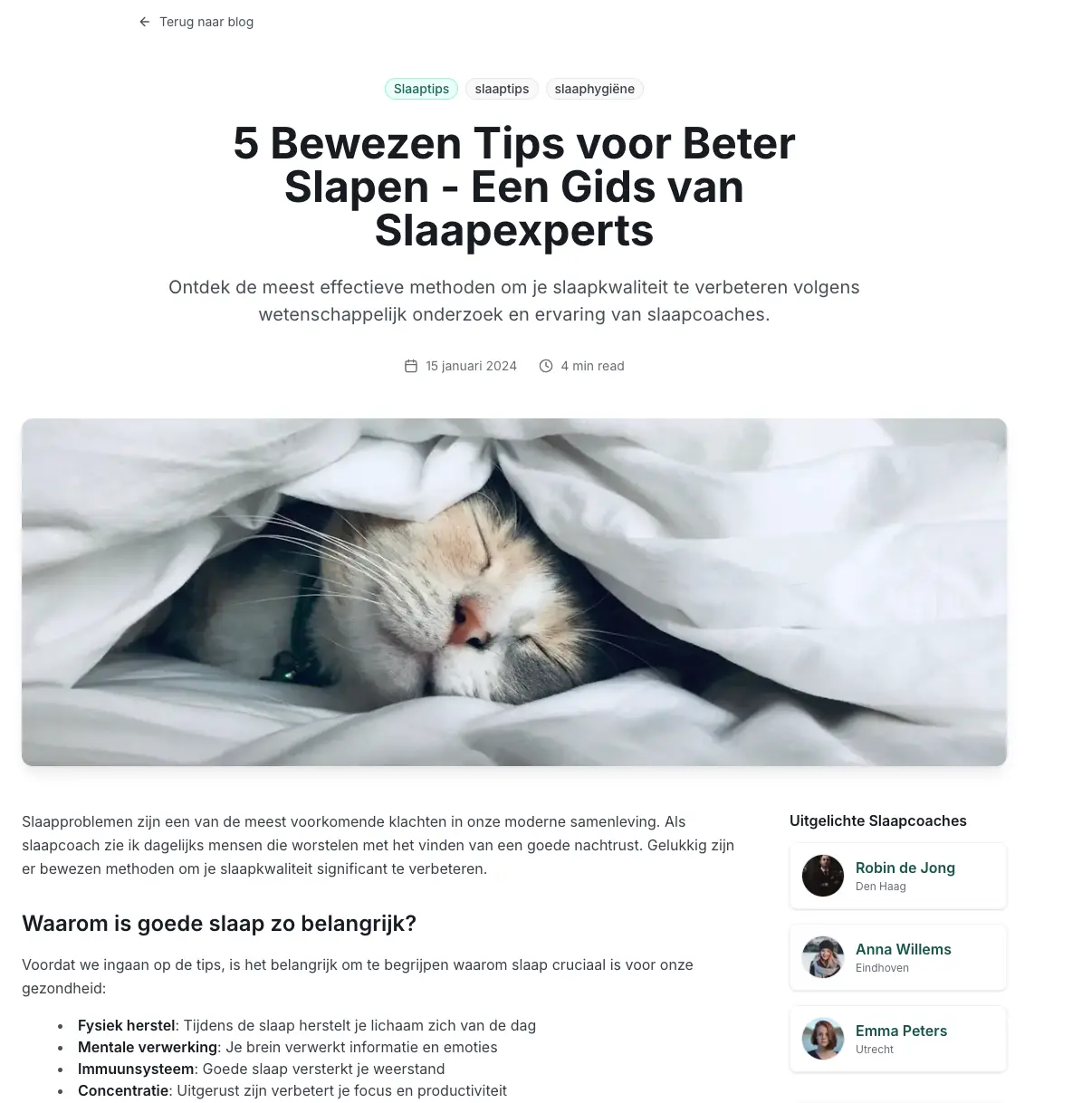 Uitgelichte coaches op blog pagina